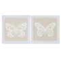 Cadre Home ESPRIT Blanc Beige Papillon Shabby Chic 40 x 2,2 x 40 cm (2 Unités)