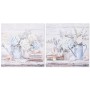 Cuadro Home ESPRIT Azul Gris Shabby Chic Hortensia 60 x 3 x 60 cm (2 Unidades)