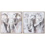 Cuadro Home ESPRIT Blanco Marrón Gris Elefante Colonial 80 x 3,5 x 80 cm (2 Unidades)