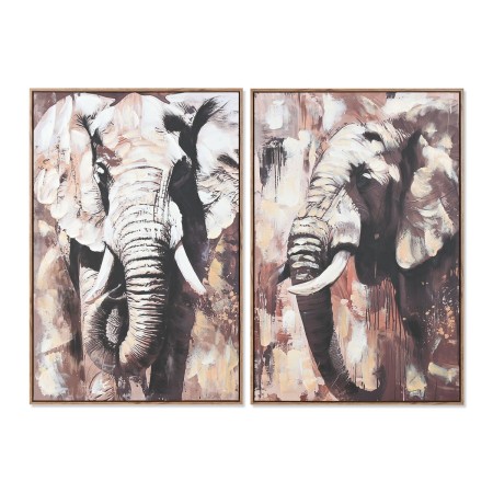 Cadre Home ESPRIT Marron Gris Eléphant Colonial 60 x 3,5 x 90 cm (2 Unités)