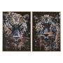 Cuadro Home ESPRIT Negro Dorado Leopardo Colonial Lacado 50 x 3,5 x 70 cm (2 Unidades)