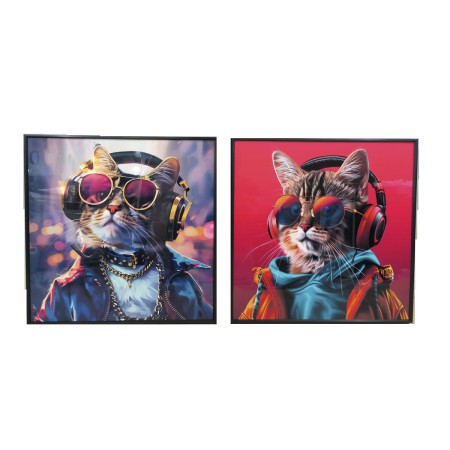 Cadre Home ESPRIT Moderne Chat 50 x 3,5 x 50 cm (2 Unités)