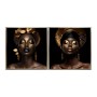 Cadre Home ESPRIT Noir Doré Africaine 80 x 3,5 x 80 cm (2 Unités)
