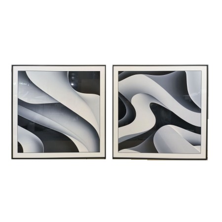 Cuadro Home ESPRIT Blanco Negro Abstracto Moderno 80 x 3,5 x 80 cm (2 Unidades)