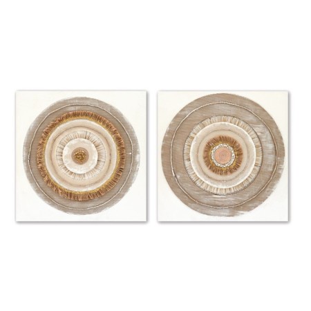 Cadre Home ESPRIT Beige Naturel Cercles Scandinave 80 x 3 x 80 cm (2 Unités)
