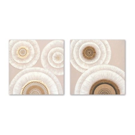 Cadre Home ESPRIT Blanc Beige Cercles Scandinave 80 x 3 x 80 cm (2 Unités)