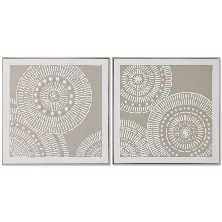 Cadre Home ESPRIT Blanc Beige Cercles Urbaine 82 x 4,5 x 82 cm (2 Unités)
