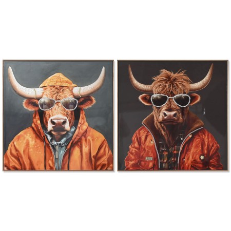 Cadre Home ESPRIT Gris Orange Vache Moderne Laqué 82 x 4,5 x 82 cm (2 Unités)
