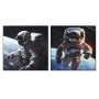 Cadre Home ESPRIT Bleu Noir Moderne Astronaute Laqué 100 x 4 x 100 cm (2 Unités)