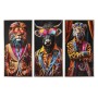 Cadre Home ESPRIT Jaune Bleu Noir Rose Animal Moderne Laqué 50 x 4 x 100 cm (3 Unités)