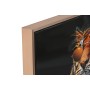 Cuadro Home ESPRIT Negro Turquesa Tigre Lacado 60 x 3,5 x 60 cm (2 Unidades)
