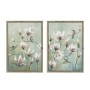 Cuadro Home ESPRIT Azul Blanco Flores Oriental 50 x 2,5 x 70 cm (2 Unidades)