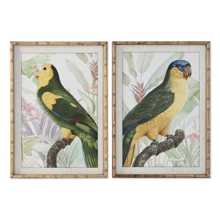 Cadre Home ESPRIT Jaune Vert Perroquet Tropical 50 x 2,5 x 70 cm (2 Unités)