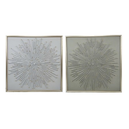 Cuadro Home ESPRIT Blanco Beige Abstracto Moderno 100 x 3,5 x 100 cm (2 Unidades)