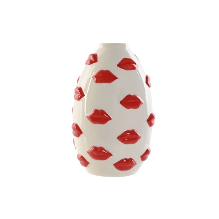 Jarrón Home ESPRIT Blanco Rojo Dolomita 15 x 15 x 22,5 cm