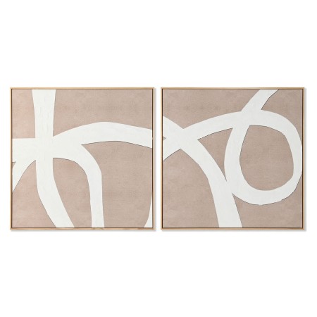 Cadre Home ESPRIT Blanc Beige Abstrait 103 x 4,3 x 103 cm (2 Unités)