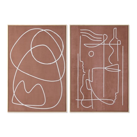 Cadre Home ESPRIT Beige Terre cuite Abstrait 83 x 4,3 x 123 cm (2 Unités)