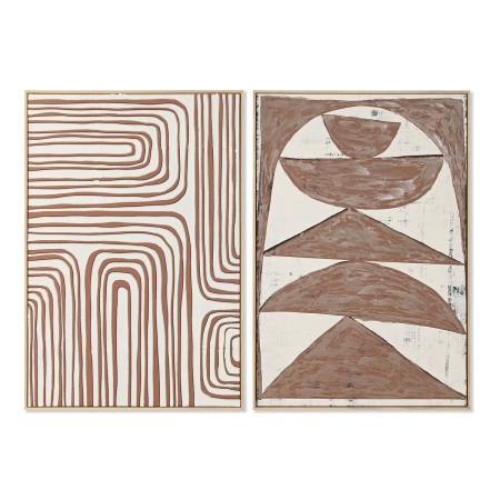 Cadre Home ESPRIT Beige Terre cuite Abstrait 83 x 4,3 x 123 cm (2 Unités)