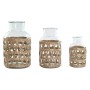 Vase Home ESPRIT Naturel Verre 18,3 x 18,3 x 30 cm (3 Pièces)