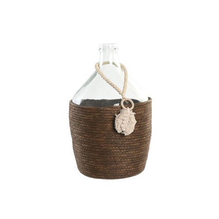 Jarrón Home ESPRIT Transparente Marrón oscuro Cristal Natural Colonial 26 x 26 x 39 cm
