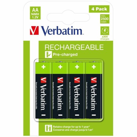 Piles Rechargeables Verbatim 2500 mAh 1,2 V (4 Unités)