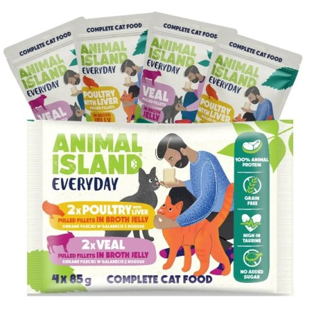 Comida para gato ANIMAL ISLAND Everyday Veal and poultry with liver 4 x 85 g