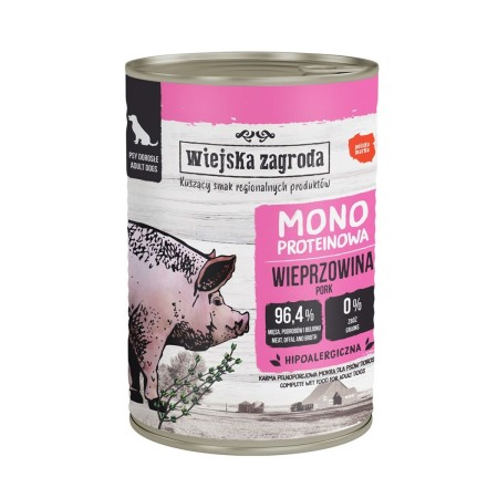 Alimentation humide WIEJSKA ZAGRODA Monoprotein Pork Cochon 400 g