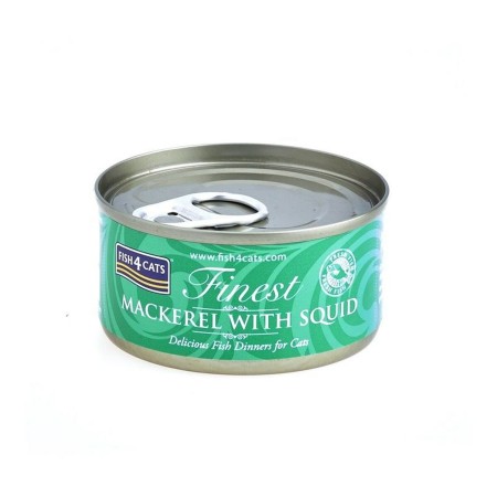 Aliments pour chat FISH4DOGS FISH4CATS Mackerel with squid Poisson 70 g