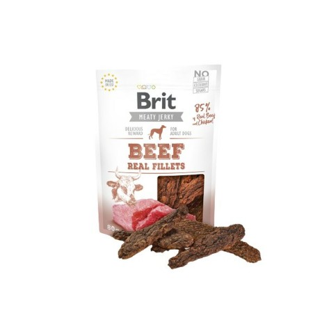 Snack para Perros Brit Jerky Beef Real Fillets Pollo Ternera 80 g