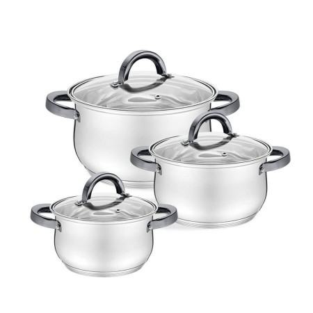 Olla con Tapa Feel Maestro MR-3522-6M-BLACK Plateado Acero Acero Inoxidable Ø 18 cm Ø 20 cm Ø 16 cm 2,5 L 1,8 L 3,5 L (6 Piez
