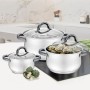 Olla con Tapa Feel Maestro MR-3522-6M-BLACK Plateado Acero Acero Inoxidable Ø 18 cm Ø 20 cm Ø 16 cm 2,5 L 1,8 L 3,5 L (6 Piez