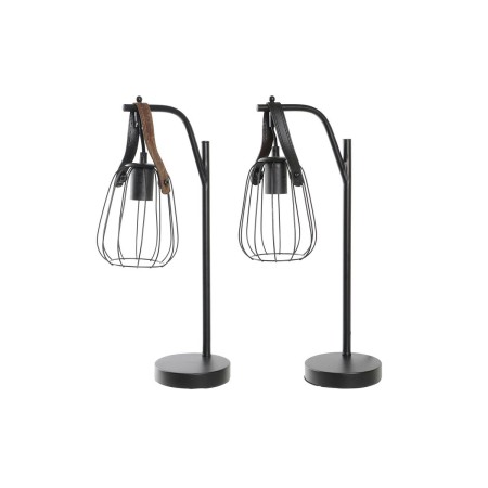 Lampe de bureau DKD Home Decor Noir Marron 220 V 50 W (24 x 14 x 47 cm) (2 Unités)