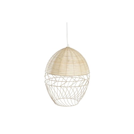 Suspension DKD Home Decor Métal Blanc Marron Clair Rotin 50 W (30 x 30 x 38 cm)