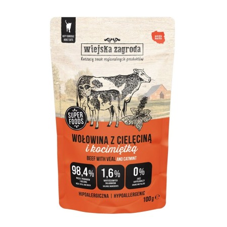 Comida para gato WIEJSKA ZAGRODA Carne de vacuno 100 g