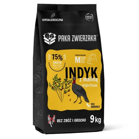 Pienso Paka Zwierzaka Turkey with raspberry M Pavo 9 kg