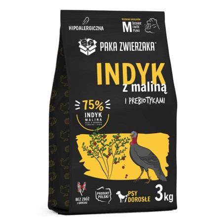 Nourriture Paka Zwierzaka Turkey with raspberry M Dinde 3 Kg