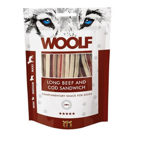 Snack pour chiens Woolf Long Beef and Cod Sandwich Viande de bœuf 100 g