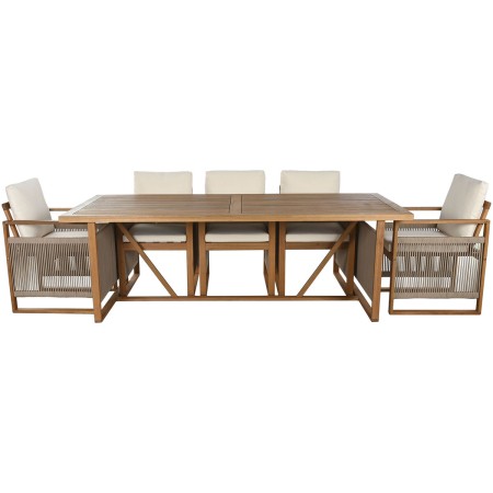 Conjunto de Mesa con Sillas Home ESPRIT Marrón Cuerda Madera de eucalipto 230 x 100 x 75 cm