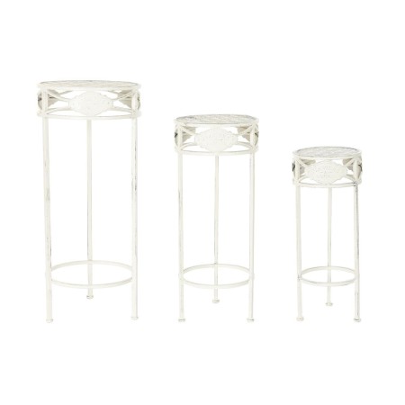 Jeu de 3 tables Home ESPRIT Blanc 30,5 x 30,5 x 70 cm (3 Pièces)