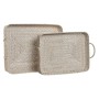 Juego de Bandejas Home ESPRIT Blanco Natural Bambú Ratán 45 x 35 x 13 cm