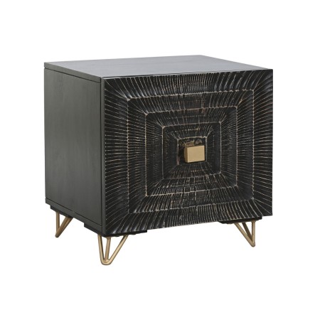 Table de Nuit Home ESPRIT Noir Doré 50 x 40 x 50 cm