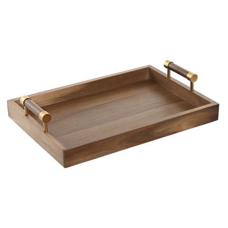 Bandeja de Aperitivos Home ESPRIT Dorado Natural Metal Acacia 39 x 26,5 x 8 cm
