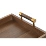 Bandeja de Aperitivos Home ESPRIT Dorado Natural Metal Acacia 39 x 26,5 x 8 cm