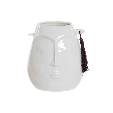 Vase DKD Home Decor Visage Blanc Grès Moderne (14,5 x 11 x 16,7 cm)