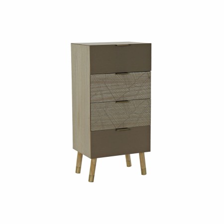 Caisson à Tiroirs DKD Home Decor Naturel Doré MDF Feuille d'une plante (42 x 33 x 86 cm)