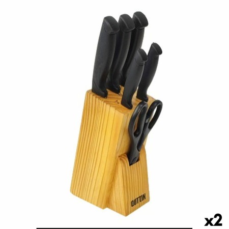 Juego de Cuchillos de Cocina y Soporte Quttin Nero Negro 7 Piezas (2 Unidades)