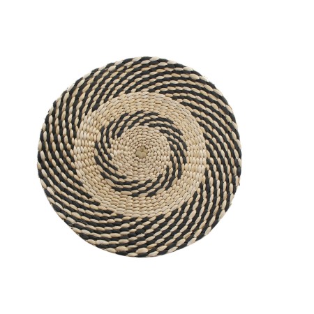 Dessous de plat DKD Home Decor Naturel Noir Fibre naturelle (35 x 35 x 1 cm)