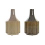 Vase DKD Home Decor Beige Marron Grès Traditionnel (2 Unités) (12 x 12 x 21 cm)