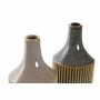 Vase DKD Home Decor Beige Marron Grès Traditionnel (2 Unités) (12 x 12 x 21 cm)