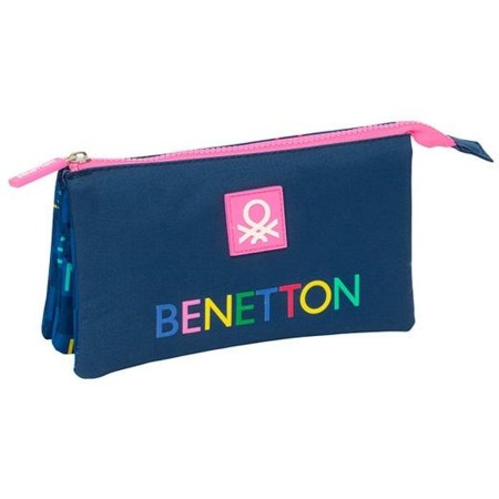 Trousse Fourre-Tout Triple Benetton Damero 22 x 12 x 3 cm